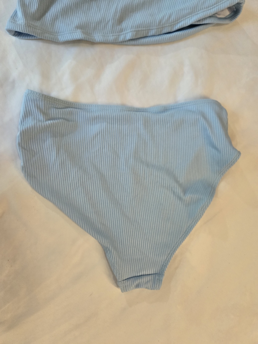 Light Blue Ribbed Two-Piece Tankini Set M - Picture 5 of 6